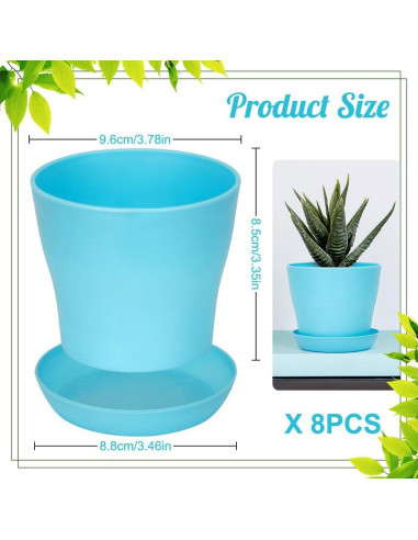 8 Macetas de Plástico Bchjatk 9.6 cm para Plantas
