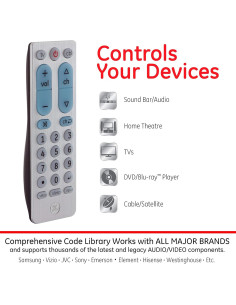 Control Remoto Universal GE 2 Dispositivos Plata 33701 2