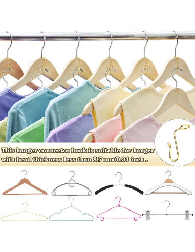 50 Ganchos Conector de Percha Sankoly Oro 8.7 mm Metal