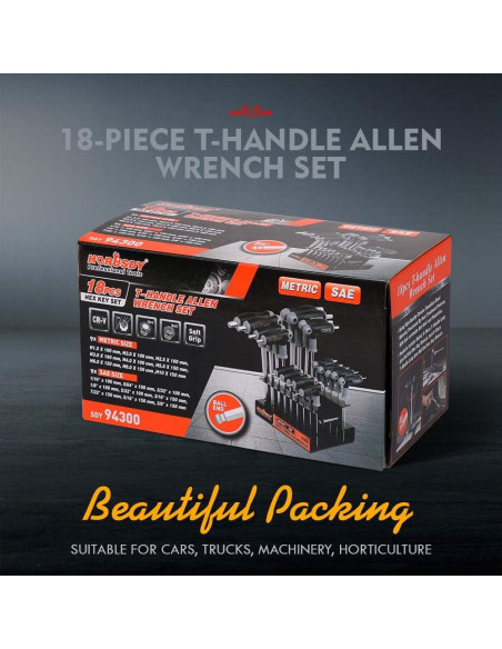 Juego de llaves hexagonales T HORUSDY 18 piezas métrico y SAE