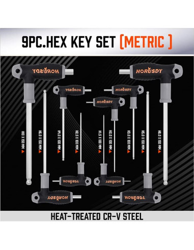 Juego de llaves hexagonales T HORUSDY 18 piezas métrico y SAE
