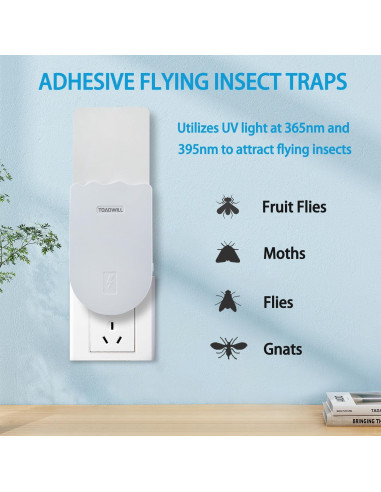 Trampa de Moscas Interior TOADWILL con Luz UV y 5 Recargas