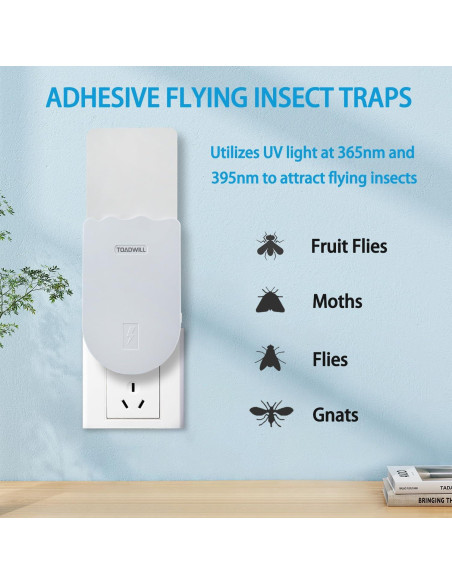 Trampa de Moscas Interior TOADWILL con Luz UV y 5 Recargas