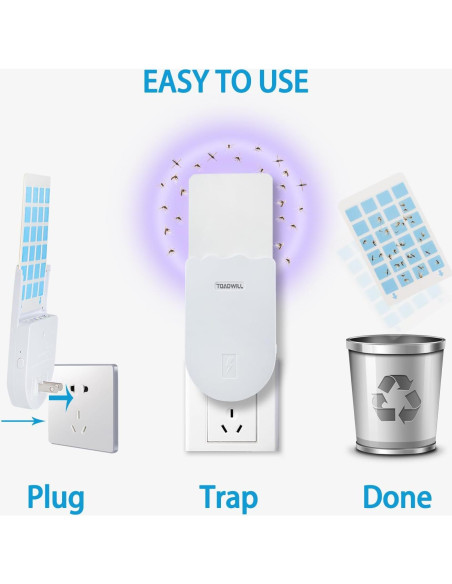 Trampa de Moscas Interior TOADWILL con Luz UV y 5 Recargas