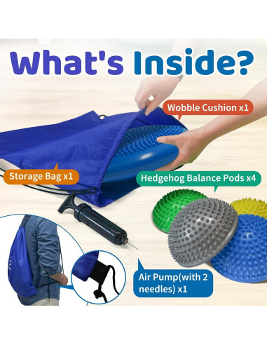 Juego de Cojines Inestables Biguphate - 4 Pods y Disco de Equilibrio