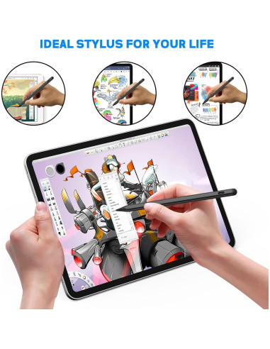 Lápiz Stylus Activo NTHJOYS Negro para iPad y Android Punta Fina