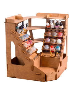 Organizador de Pintura Plydolex - Soporte Madera 32 Botellas 46 Pinceles