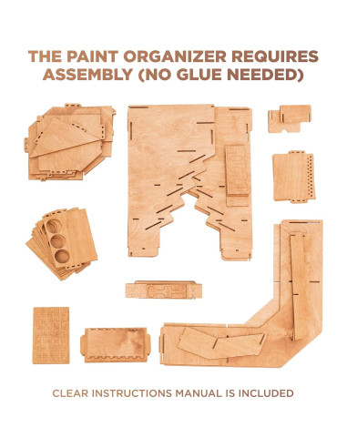 Organizador de Pintura Plydolex - Soporte Madera 32 Botellas 46 Pinceles