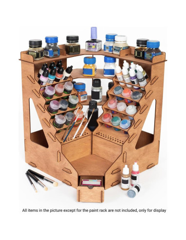 Organizador de Pintura Plydolex - Soporte Madera 32 Botellas 46 Pinceles