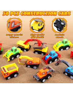 15 Mini Juguetes de Construcción DERTE Vehículos Retroceso 2