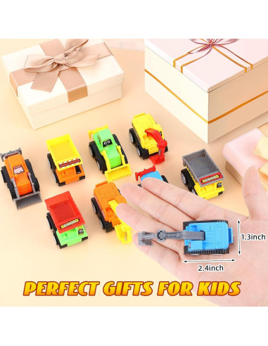 15 Mini Juguetes de Construcción DERTE Vehículos Retroceso