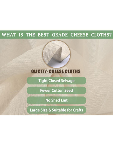 Paño de Queso Olicity 9.14m Algodón Orgánico Grado 90