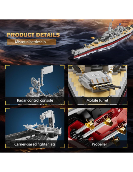 Kit de Construcción Acorazado Missouri Brihappen 2228 Piezas
