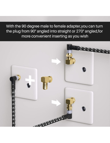 Cable Coaxial Adoreen RG6 1.5 pies Cuádruple Blindado 90