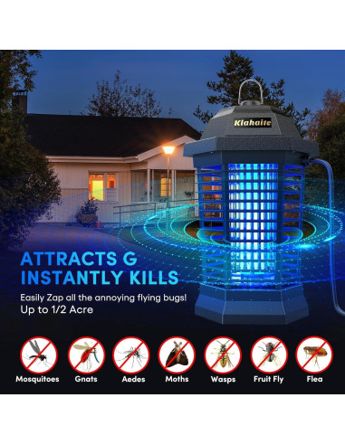Zapper de Insectos Klahaite K15 Pro 4200V para Patio 1/2 Acre
