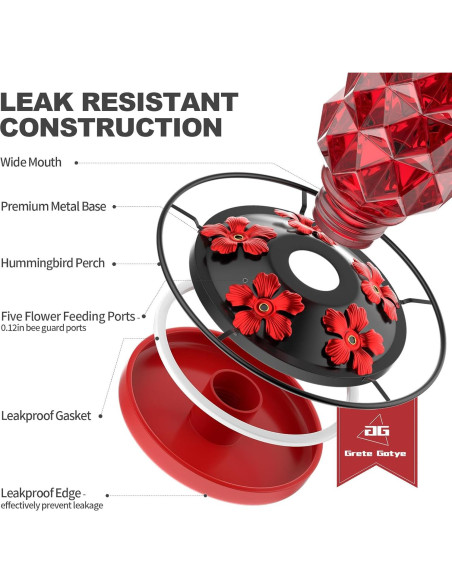 Alimentador de Colibrí de Vidrio Grete Gotye 1.6L 2 Paquetes