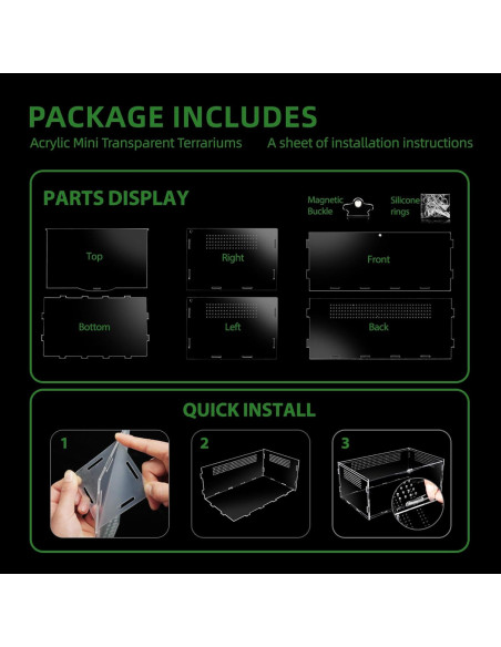 Terrario Acrílico UCandy 15.24x20.32x35.56 cm para Reptiles