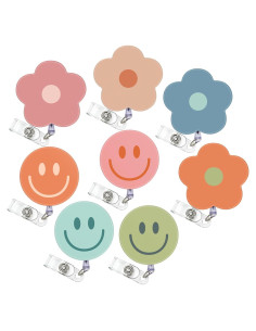 Insignias Retráctiles Boho Whaline 8 Piezas Flor Sonriente