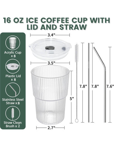 Set de 8 Tazas de Café Helado HIGIINC 480 ml Irrompibles