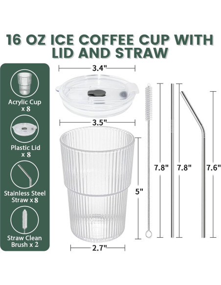 Set de 8 Tazas de Café Helado HIGIINC 480 ml Irrompibles Set de 8 Tazas de Café Helado HIGIINC 480 ml Irrompibles