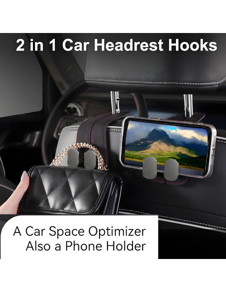 Ganchos para Reposacabezas de Coche WELKSEZYWOD - 2 Piezas, Negro