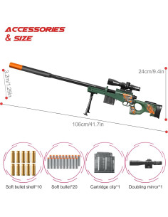 Pistola de Juguete Blaster Bsyzyani Verde con 20 Balas Blandas 2