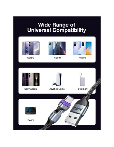 Cable de Carga Magnético USB C AUFU 3Pack 1m 16PIN