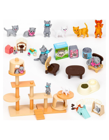 Set de Juguetes de Gato Sweetace 43 Piezas para Niños 3-7 Años