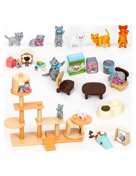 Set de Juguetes de Gato Sweetace 43 Piezas para Niños 3-7 Años