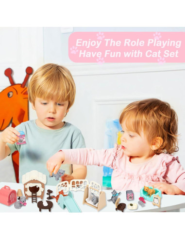 Set de Juguetes de Gato Sweetace 43 Piezas para Niños 3-7 Años