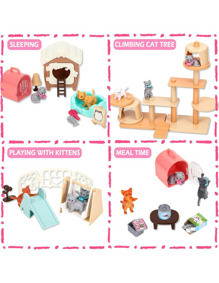 Set de Juguetes de Gato Sweetace 43 Piezas para Niños 3-7 Años