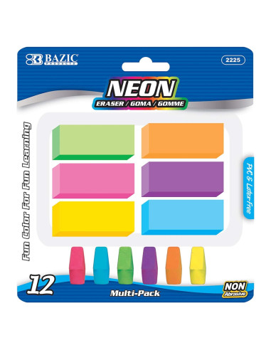 BAZIC Borradores de Punta de Lápiz y Bloque - 12 Unidades