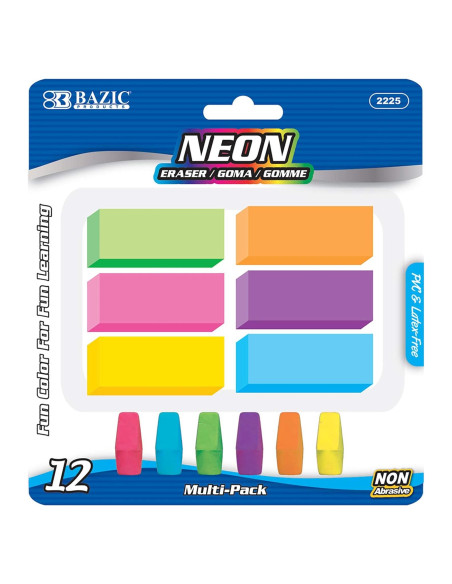 BAZIC Borradores de Punta de Lápiz y Bloque - 12 Unidades BAZIC Borradores de Punta de Lápiz y Bloque - 12 Unidades