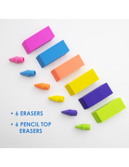 BAZIC Borradores de Punta de Lápiz y Bloque - 12 Unidades BAZIC Borradores de Punta de Lápiz y Bloque - 12 Unidades