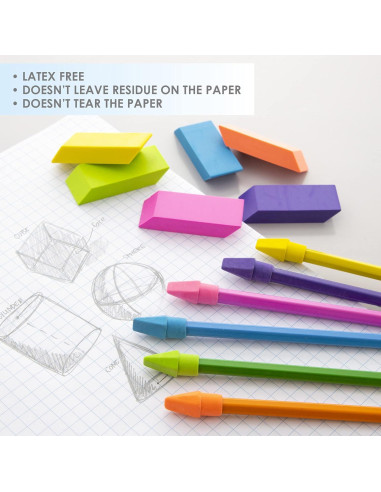BAZIC Borradores de Punta de Lápiz y Bloque - 12 Unidades