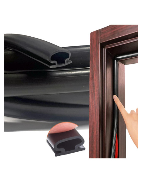 Sello de Aislamiento Acústico GOKINDOR 6m Negro para Puertas