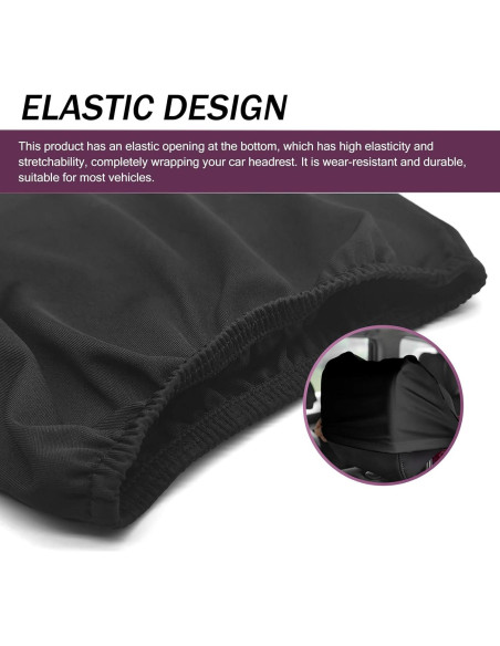 Funda de Reposacabezas de Coche AWGUKA 2 PCS Negra Transpirable