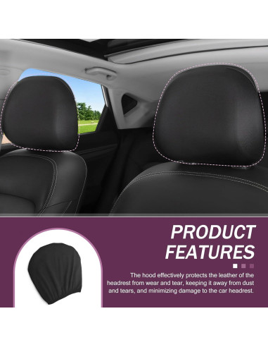 Funda de Reposacabezas de Coche AWGUKA 2 PCS Negra Transpirable