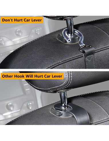 Ganchos para Bolso de Auto Compuda - 2 Piezas de Cuero Negro