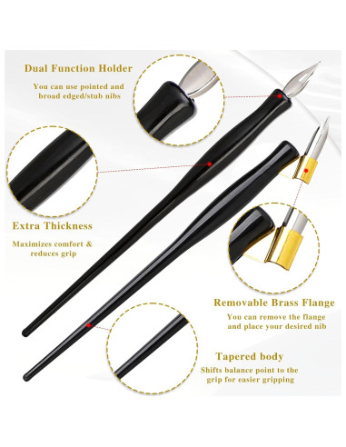 Juego de Pluma de Caligrafía Oblicua Mozeat Lens 10 Piezas