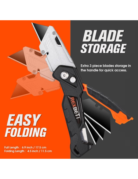 Cuchillos Utility REXBETI 2-Pack Retráctiles con 18 Cuchillas