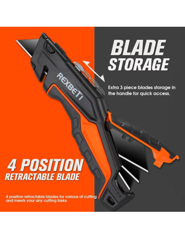 Cuchillos Utility REXBETI 2-Pack Retráctiles con 18 Cuchillas