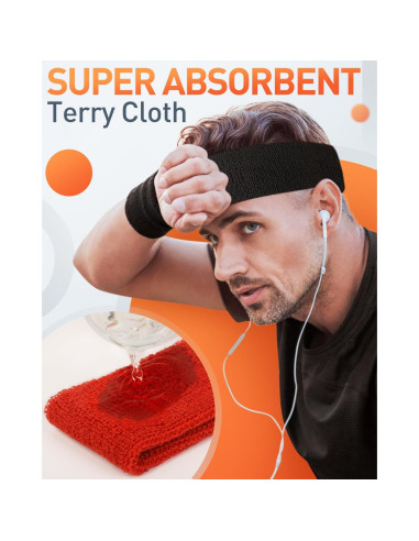 Banda de Sudor Tanluhu Unisex para Correr y Deportes - Negro