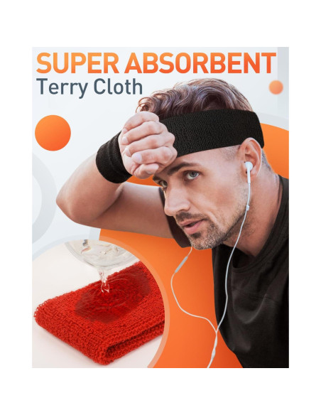 Banda de Sudor Tanluhu Unisex para Correr y Deportes - Negro