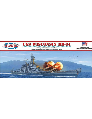 Kit de Modelo Acorazado USS Wisconsin BB-64 Atlantis 40.64 cm