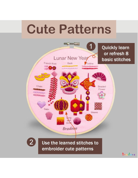 Kit de Bordado Bradove Año Nuevo Lunar - Todo Incluido