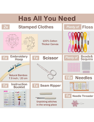 Kit de Bordado Bradove Año Nuevo Lunar - Todo Incluido