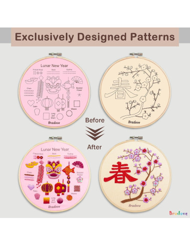 Kit de Bordado Bradove Año Nuevo Lunar - Todo Incluido