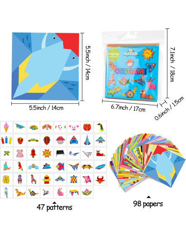 Kit de Origami para Niños Hapray con 98 Hojas y Guía