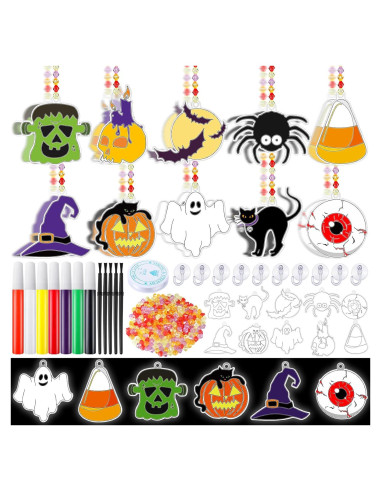 Kit de Manualidades Halloween Sonwyoung 30 Suncatchers Brillantes